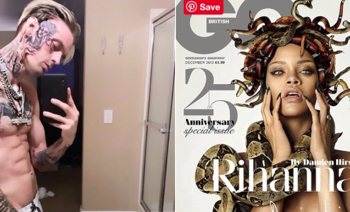 Have you seen Aaron Carter’s ENORMOUS Rihanna FACE tattoo?