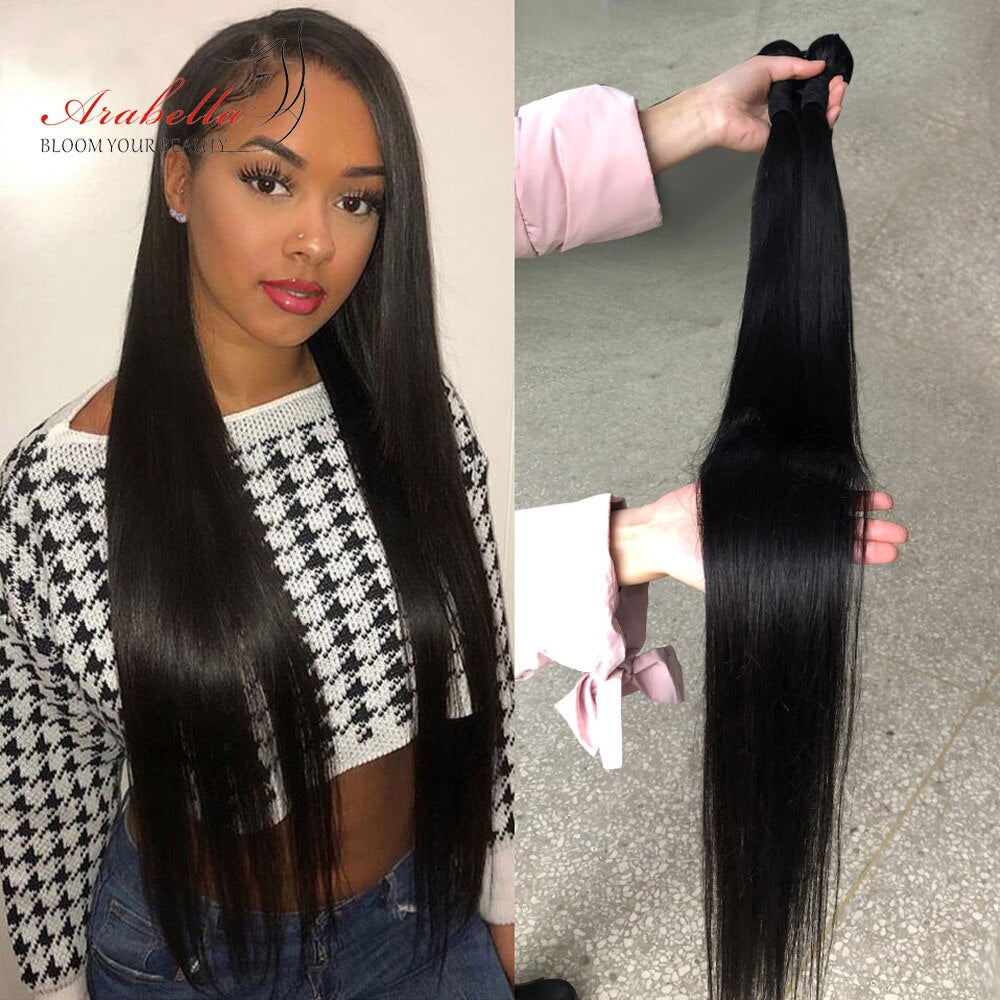Human Hair Bundles Brazilian Straight Hair Weave Bundles Natural Remy Hair Arabella 1/3/4 Pieces Human Hair Weave Bundles