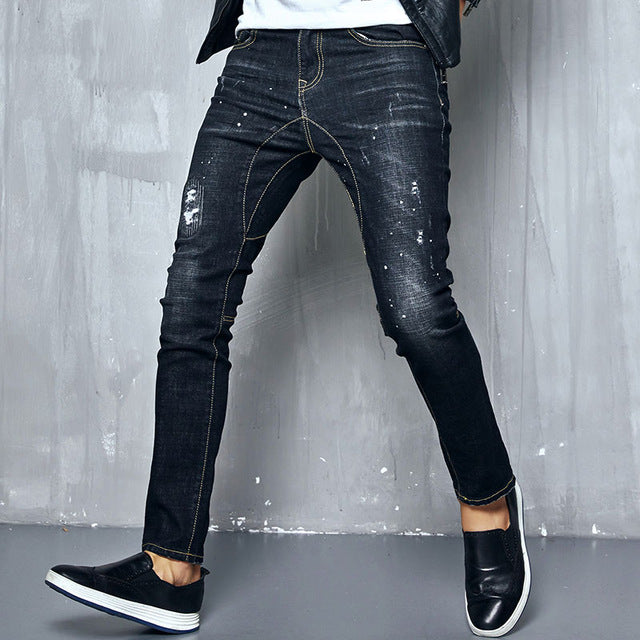 Pioneer Camp new Spring Autumn thick jeans men brand clothing male black denim pants top quality casual denim trousers 611036