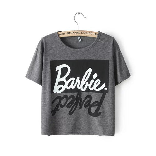 2017 Summer style Ladies Sexy letter print top tee short Sleeve gray Crop Tops cropped for women punk hip hop t-shirts tshirt