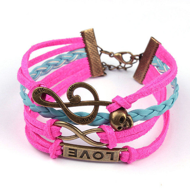SUSENSTONE New Arrival 2016 Fashion Pierced Love Friendship Leather Charm Bracelet Design Bracelets For Women