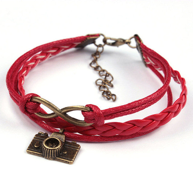 SUSENSTONE New Arrival 2016 Fashion Pierced Love Friendship Leather Charm Bracelet Design Bracelets For Women