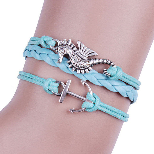 SUSENSTONE New Arrival 2016 Fashion Pierced Love Friendship Leather Charm Bracelet Design Bracelets For Women