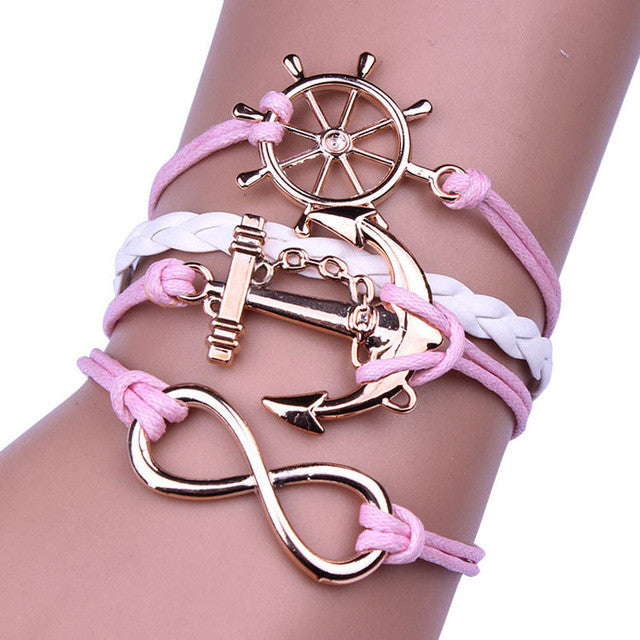 SUSENSTONE New Arrival 2016 Fashion Pierced Love Friendship Leather Charm Bracelet Design Bracelets For Women