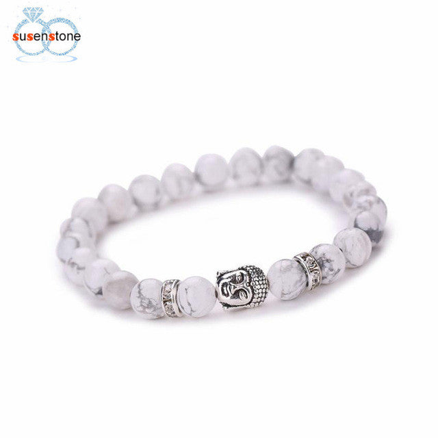 SUSENSTONE Women Men Bracelet Buddha Elastic Beaded Bracelet Chain Charm Bracelets Jewelry