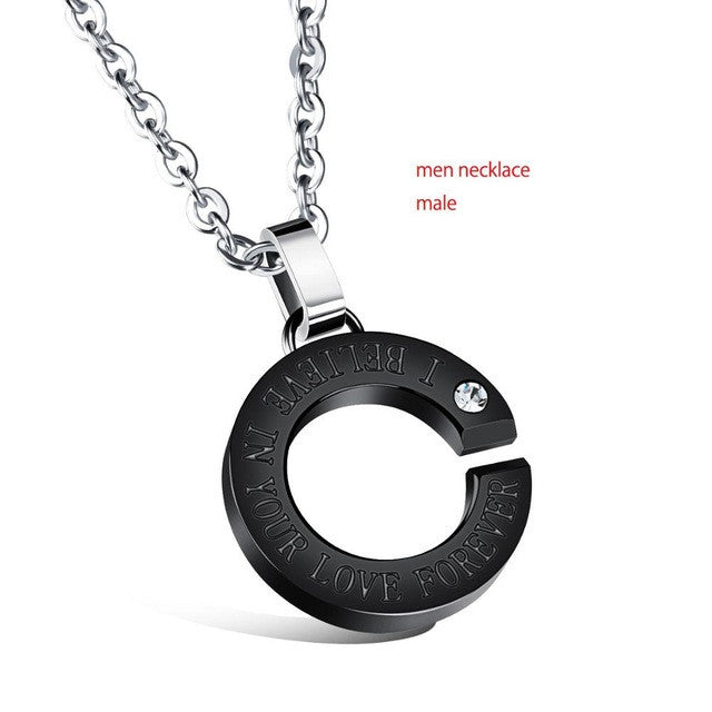 V.YA Stainless Steel Pendant Necklace Lovers' Women 45cm/50cm Link Chain Necklace Men Jewelry Black Rose Gold Plating 1 Piece