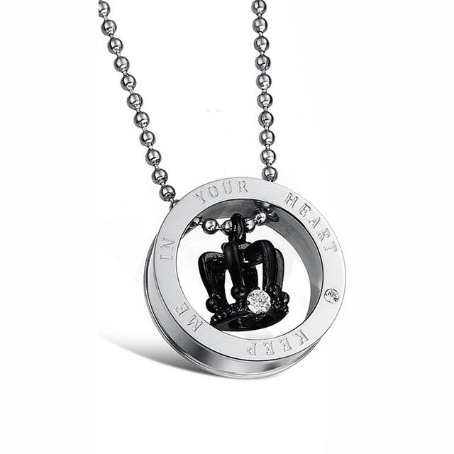 GAGAFEEL Casual Fashion Pendant Necklace Stainless Steel Zircon Jewelry Men Women Lovers  Link Chain Black Rose Gold Color Gift