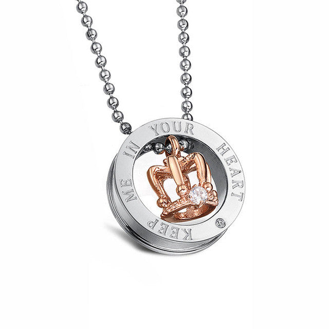 GAGAFEEL Casual Fashion Pendant Necklace Stainless Steel Zircon Jewelry Men Women Lovers  Link Chain Black Rose Gold Color Gift