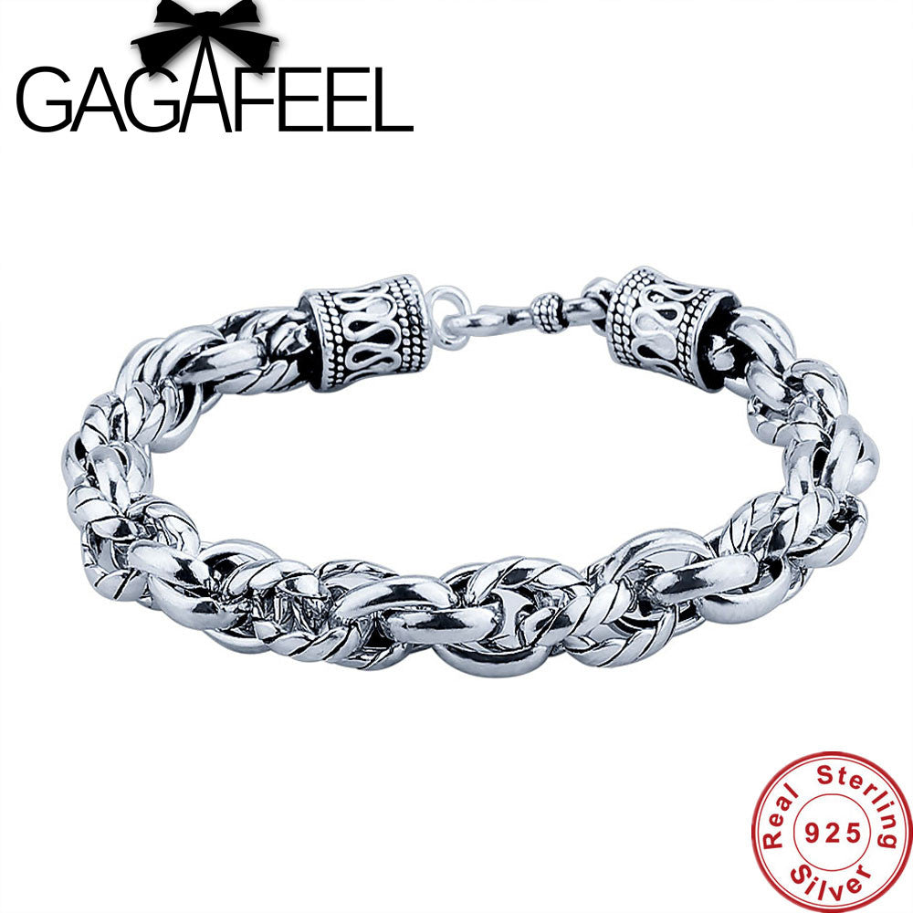 GAGAFEEL Authentic 925 Sterling Silver S Clasp Sample Chain Bracelet & Bangle 17CM - 22CM Men Jewelry