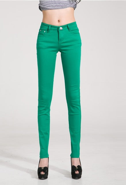 {Guoran} White Red Black 20 Candy Color Women Jeans Pants Plus Size Skinny Slim Trousers Stretch Jeans Leggins Femme Pantalon