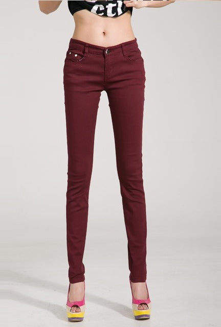 {Guoran} White Red Black 20 Candy Color Women Jeans Pants Plus Size Skinny Slim Trousers Stretch Jeans Leggins Femme Pantalon