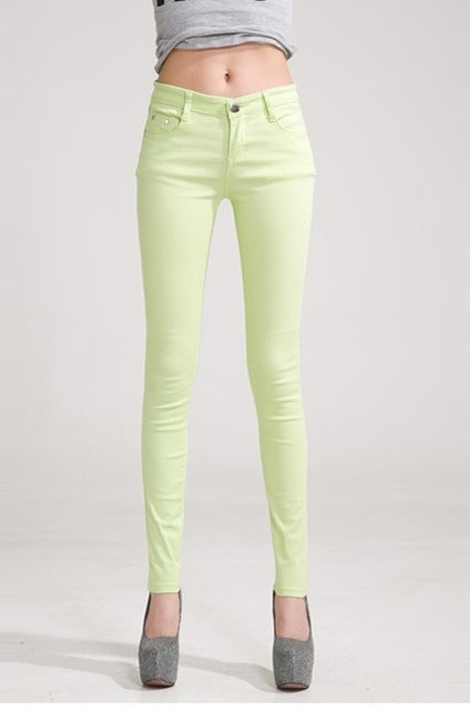 {Guoran} White Red Black 20 Candy Color Women Jeans Pants Plus Size Skinny Slim Trousers Stretch Jeans Leggins Femme Pantalon