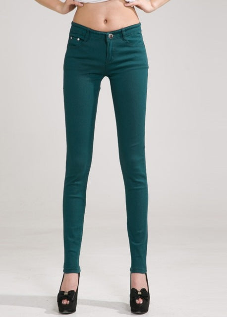 {Guoran} White Red Black 20 Candy Color Women Jeans Pants Plus Size Skinny Slim Trousers Stretch Jeans Leggins Femme Pantalon