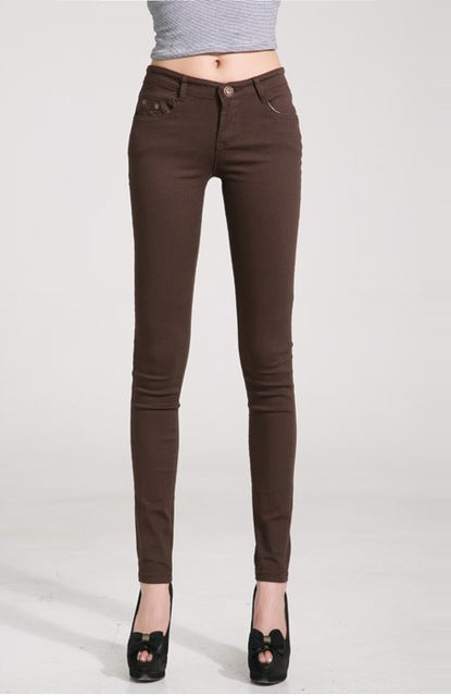 {Guoran} White Red Black 20 Candy Color Women Jeans Pants Plus Size Skinny Slim Trousers Stretch Jeans Leggins Femme Pantalon