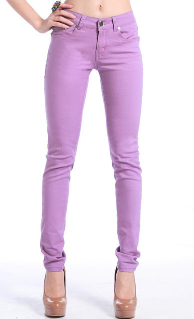 {Guoran} White Red Black 20 Candy Color Women Jeans Pants Plus Size Skinny Slim Trousers Stretch Jeans Leggins Femme Pantalon