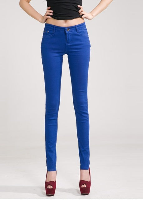 {Guoran} White Red Black 20 Candy Color Women Jeans Pants Plus Size Skinny Slim Trousers Stretch Jeans Leggins Femme Pantalon