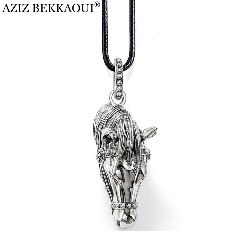 Horse pendants men necklace famous brand vintage men jewelry diy pendants necklace 18inch leather chain necklace christams gift