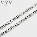 V.YA 100% Sterling Silver Mens Chains S925 Silver 4MM Bamboo Chain Men Necklace 925 Sterling Silver Necklace Men Jewelry