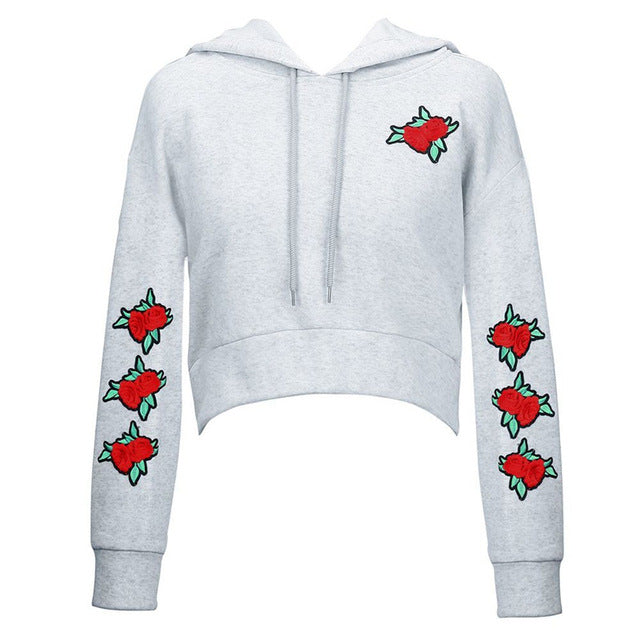 Autumn Casual Gray Black Cropped Hoodies Pullovers Female Hooded Sweatshirt Winter Sexy Short Crop Hoodie For Women Tracksuit