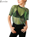 Gamiss 2017 Women Sexy Shimmer Mesh Tee See-Through Women T-Shirts Short Sleeve Perspective Shine Casual Tops Vintage Blusa