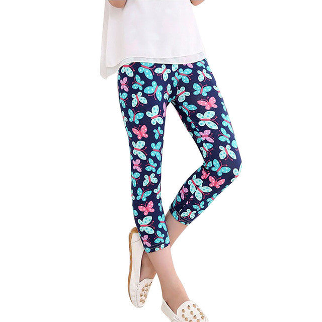 Girls pant Cropped Trousers Print Leggings Flower Kids Baby Pencil Pants drop shipping girls pant