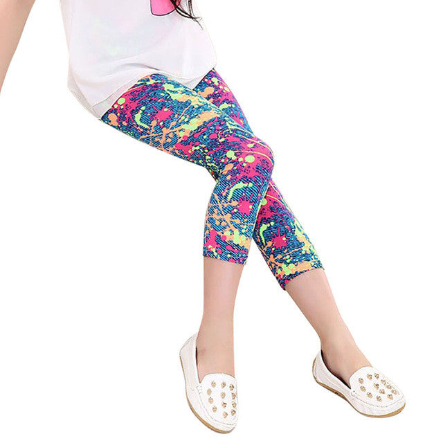 Girls pant Cropped Trousers Print Leggings Flower Kids Baby Pencil Pants drop shipping girls pant