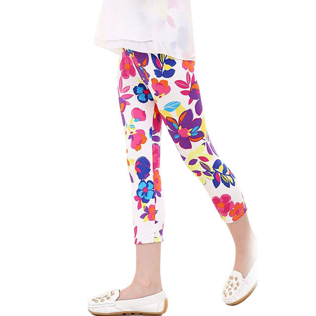Girls pant Cropped Trousers Print Leggings Flower Kids Baby Pencil Pants drop shipping girls pant