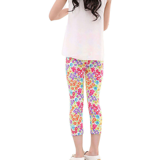 Girls pant Cropped Trousers Print Leggings Flower Kids Baby Pencil Pants drop shipping girls pant