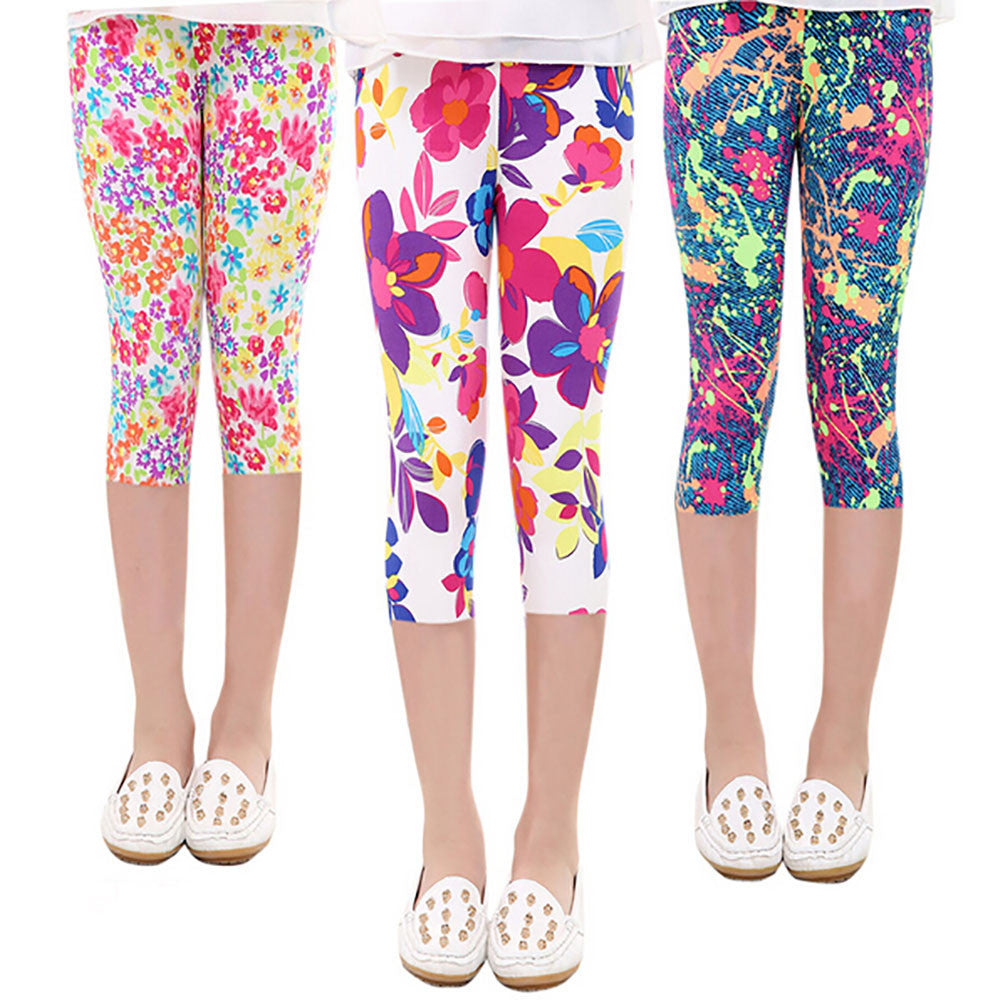 Girls pant Cropped Trousers Print Leggings Flower Kids Baby Pencil Pants drop shipping girls pant