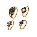4pcs/Set Women Bohemian Vintage Silver Stack Rings Above Knuckle Blue 4 joint Rings Set beautiful accessories #45