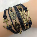 Rope Bracelets Wrap Bracelets Wholesale Bangle Vintage Braided Anchors Rudder Metal Leather Bracelet Multilayer