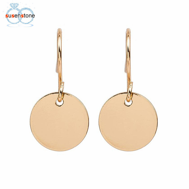 SUSENSTONE Eg matt disc women punk disco nightclub exaggerated metal earring