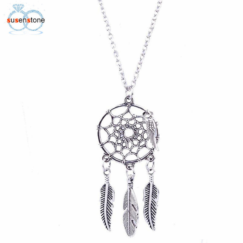 SUSENSTONE Fashion Retro Jewelry Dream Catcher Pendant Chain Necklace