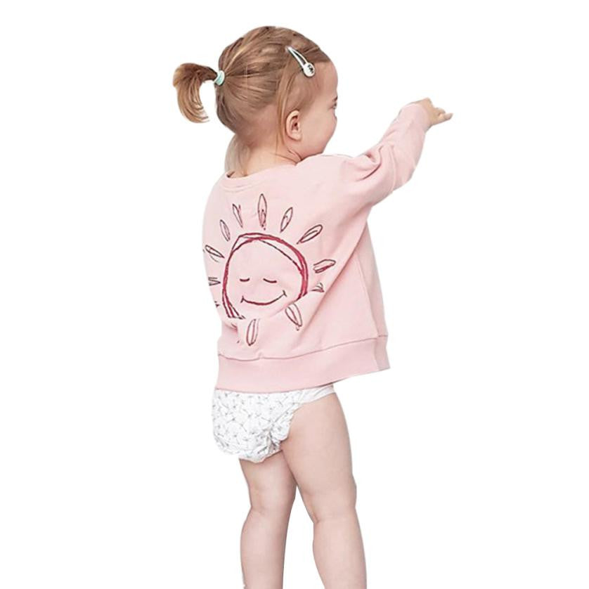 Baby Girl Sweatshirts Long Sleeve Sun Print Cotton Girls T-shirts 2017 Fashion Autumn Children Tops Clothes