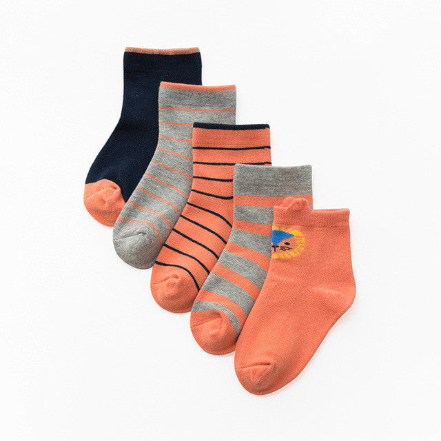 Winter Socks Baby Stripe Warm Cotton Socks For Children Unisex Comfortable Breathable Kids Slippers Ankle Socks 5pairs/lot