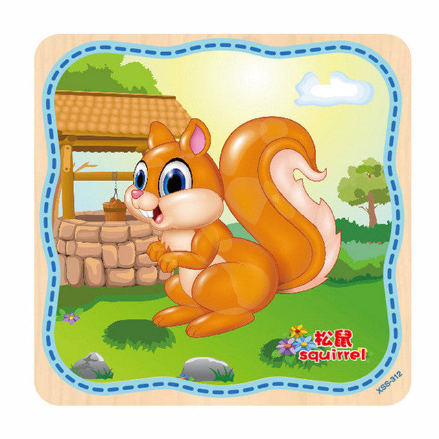 20PCS Wooden Jigsaw Puzzle Toys Cartoon Animals Jigsaw Toy Children Educational Toys for Kids Learning 3D Wooden Jigsaw Puzzle