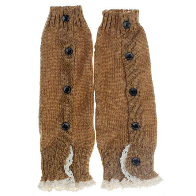 Leg Warmers for Girls Kids Winter Solid Crochet Knitted Lace Boot Cuffs Toppers Socks Botas Botines Mujer Invierno