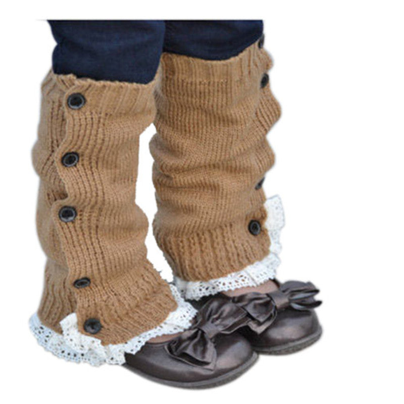 Leg Warmers for Girls Kids Winter Solid Crochet Knitted Lace Boot Cuffs Toppers Socks Botas Botines Mujer Invierno