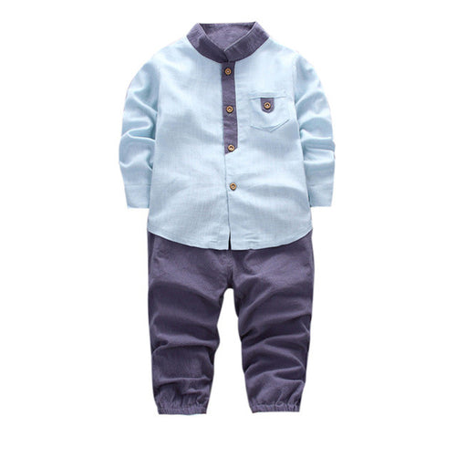 2pcs Toddler Baby Boys Kids Shirt Tops+Long Pants Clothes Gentleman Outfits Set Children Clothing 1-4Years