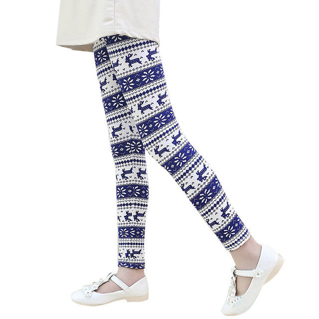 Girls Leggings 2017 Hot Children Leggings Christmas Children Trousers Printing Leggings Flower Baby Kids Girls Pencil Pants