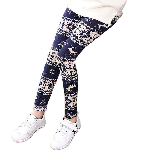 Girls Leggings 2017 Hot Children Leggings Christmas Children Trousers Printing Leggings Flower Baby Kids Girls Pencil Pants