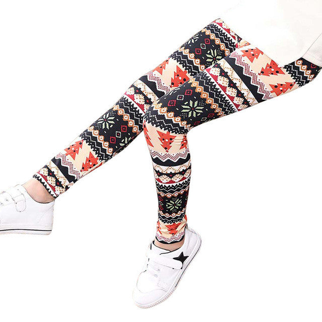 Girls Leggings 2017 Hot Children Leggings Christmas Children Trousers Printing Leggings Flower Baby Kids Girls Pencil Pants