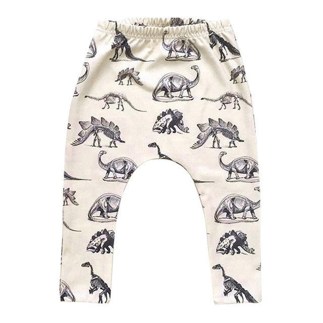 Kids Boy Dinosaurs Printed 2017 Elasticity Long Pants Lovely Harem Trousers Children's dinosaur print elastic harem pants