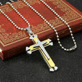 Unisex Men Stainless Steel Cross Pendant Necklace Chain