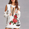 Women Sexy Hoodies Deep V Neck Hollow Out Sweatshirt Long Sleeve Hooded Hoodie Pullover Girls Fashion Cold Shoulder Streetwear