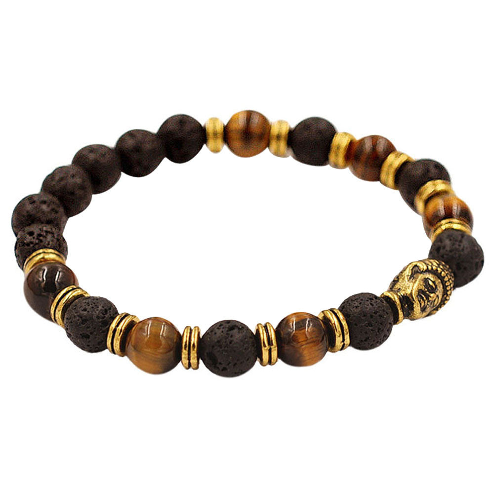 Women Men Bracelet Gold Buddha Elastic Beaded Bracelet Tibet Charm Bracele