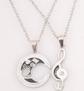 2 Pcs Men Women Lover Couple Necklace I Love You Heart Shape Pendant Chain Jewel