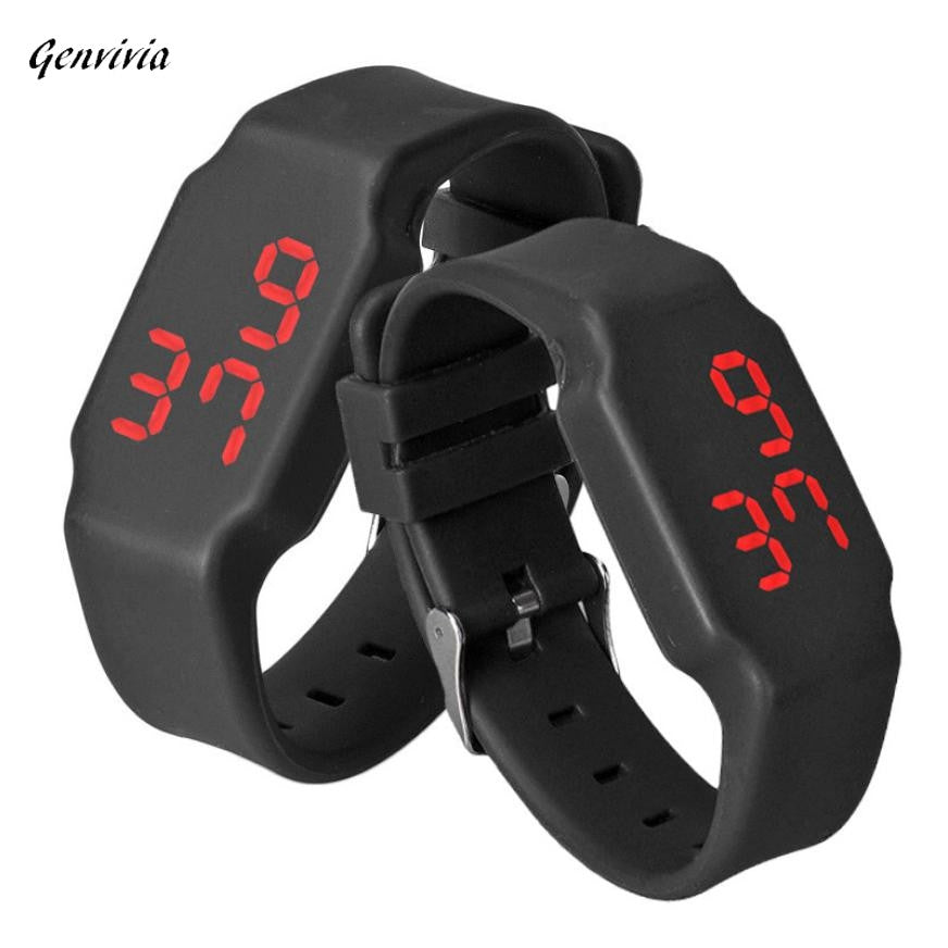 GENVIVIA 2017 Sport LED Women Watches Candy Color montre silicone LED Digital Watches For men women Waterproof Wrist watch
