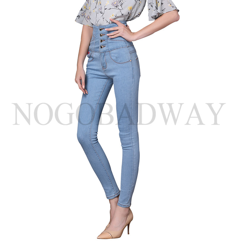 Plus size high waist skinny jeans woman denim pants slim pencil trousers for women winter black white jeans new american apparel