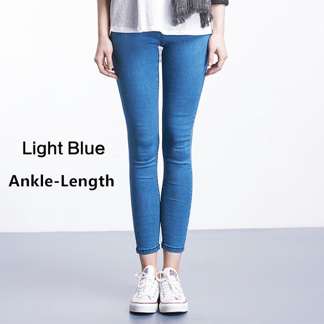 2017 Autumn Plus Size Casual Women Jeans Pant Slim Stretch Cotton Denim Trousers for woman Blue 4xl 5xl 6xl